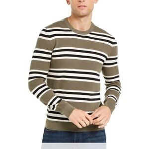 Michael Kors Men's Striped Textured-Knit Cotton Sweater Size Medium